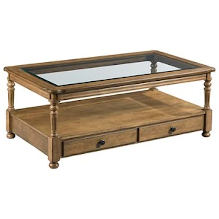 Rectangular Drawer Cocktail Table with Casters
